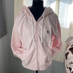 EUC Polo Ralph Lauren zip up hoodie. pink color. Women’s size XL.